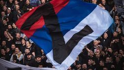 Al derby di Belgrado piace Putin: compare la Z russa sulla curva del Partizan