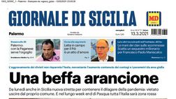 Prima Pagina, Giornale di Sicilia: “Una beffa arancione. Musumeci ora vuole i soldi da Roma”