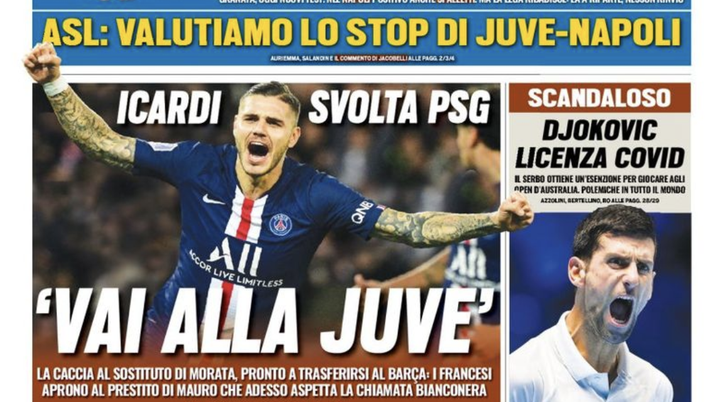 Prima Pagina, Tuttosport: “Icardi svolta PSG. Emergenza, ma il calcio non molla” prima pagina