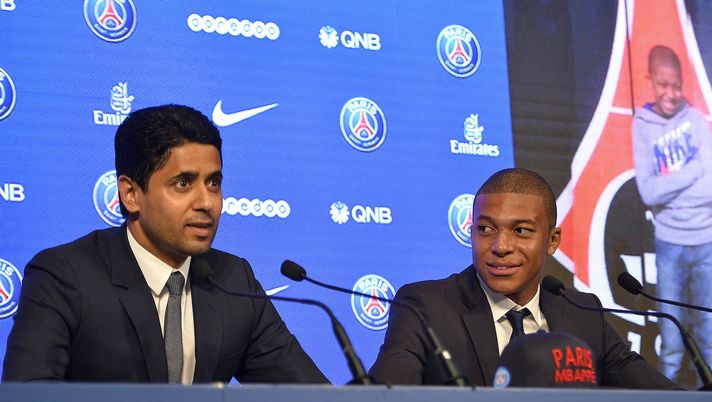 Nasser Al-Khelaifi (Presidente PSG) e Kylian Mbappé (attaccante PSG) | Calciomercato News (Getty Images) 