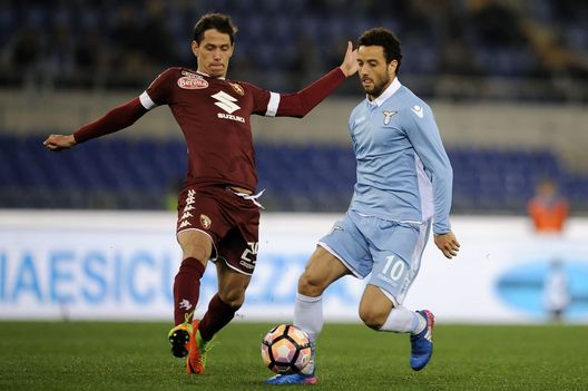 ROME, ITALY - MARCH 13: Felipe Anderson of SS Lazio compete for the ball with Sasa Lukic of FC Torino during the Serie A match between SS Lazio and FC Torino at Stadio Olimpico on March 13, 2017 in Rome, Italy. (Photo by Marco Rosi/Getty Images) ROME, ITALY - MARCH 13: Felipe Anderson of SS Lazio compete for the ball with Sasa Lukic of FC Torino during the Serie A match between SS Lazio and FC Torino at Stadio Olimpico on March 13, 2017 in Rome, Italy. (Photo by Marco Rosi/Getty Images)