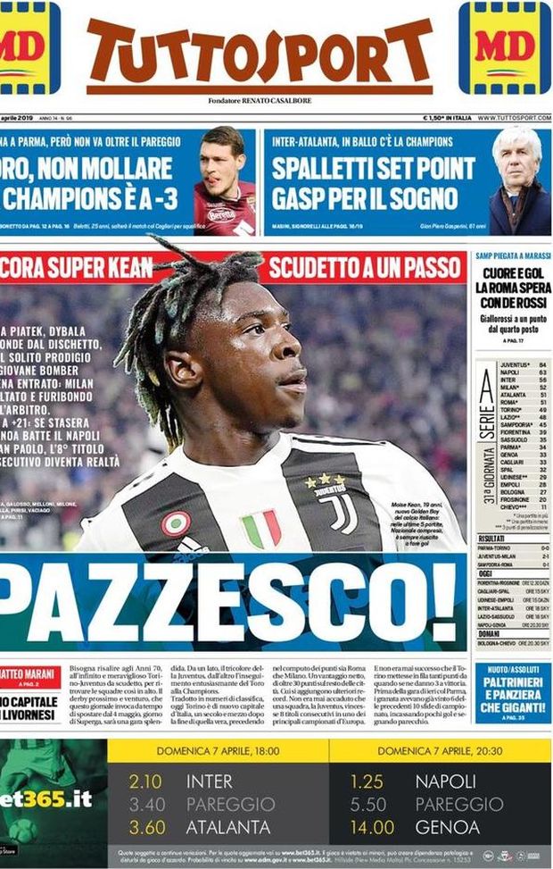 Prima Pagina, Tuttosport: “Pazzesco! Cuore e gol, la Roma spera. Spalletti set point, Gasp per il sogno” Prima Pagina, Tuttosport: “Pazzesco! Cuore e gol, la Roma spera. Spalletti set point, Gasp per il sogno”