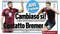 EDICOLA TS – Contatto Bremer: la Juve si inserisce nella trattativa tra Toro e Inter
