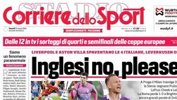 PRIMA PAGINA CORRIERE DELLO SPORT OGGI: “Inter sotto shock, Osi ci crede”