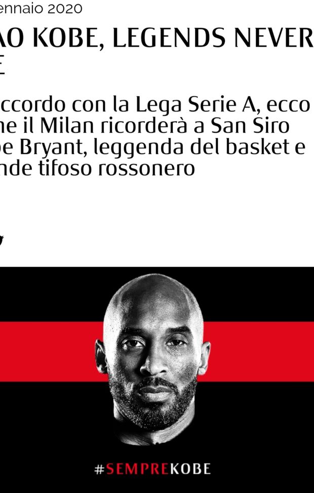 San Siro per Kobe Bryant San Siro per Kobe Bryant