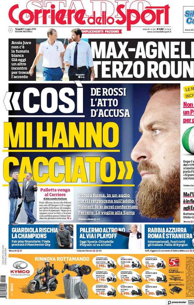 Prima Pagina, Corriere dello Sport: “Così mi hanno cacciato. Palermo, altro no. Max-Agnelli, terzo round” Prima Pagina, Corriere dello Sport: “Così mi hanno cacciato. Palermo, altro no. Max-Agnelli, terzo round”