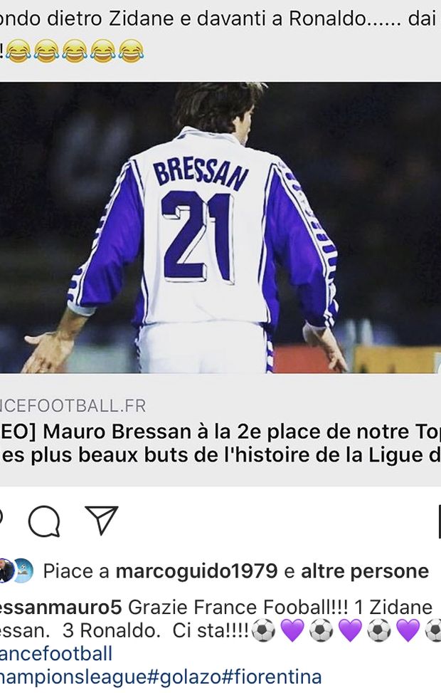 E Bressan ringrazia France Football su Instagram... 