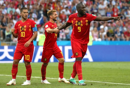 SOCHI, RUSSIA - JUNE 18: Romelu Lukaku of Belgium celebrates after scoring his team's second goal with team mates Dries Mertens and Eden Hazard during the 2018 FIFA World Cup Russia group G match between Belgium and Panama at Fisht Stadium on June 18, 2018 in Sochi, Russia. (Photo by Francois Nel/Getty Images) SOCHI, RUSSIA - JUNE 18: Romelu Lukaku of Belgium celebrates after scoring his team's second goal with team mates Dries Mertens and Eden Hazard during the 2018 FIFA World Cup Russia group G match between Belgium and Panama at Fisht Stadium on June 18, 2018 in Sochi, Russia. (Photo by Francois Nel/Getty Images)