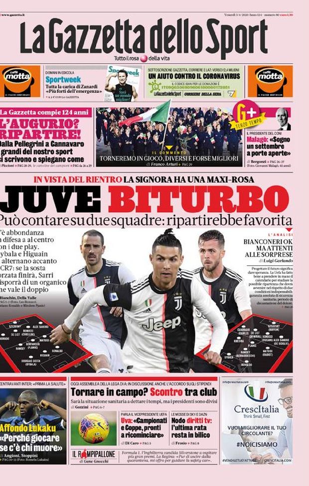 La Prima Pagina De La Gazzetta Dello Sport: “Juve Biturbo” - JuveNews.eu