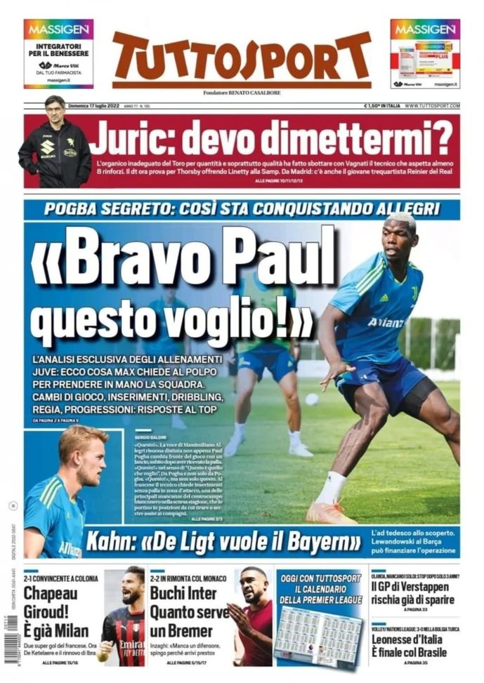 Prima pagina Tuttosport 17/07/2022 Prima pagina Tuttosport 17/07/2022