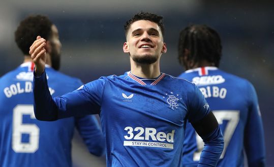 GLASGOW, SCOTLAND - FEBRUARY 03: Rangers player Ianis Hagi celebrates after scoring the opening goal during the Ladbrokes Scottish Premiership match between Rangers and St Johnstone at Ibrox Stadium on February 03, 2021 in Glasgow, Scotland. Sporting stadiums around the UK remain under strict restrictions due to the Coronavirus Pandemic as Government social distancing laws prohibit fans inside venues resulting in games being played behind closed doors. (Photo by Ian MacNicol/Getty Images) Ex viola, Ianis Hagi rinnova con i Rangers Glasgow- immagine 2