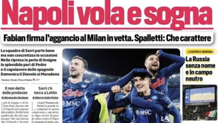 IL NAPOLI SUI MEDIA – Le prime pagine dei giornali di oggi 28 FEBBRAIO 2022 - immagine 1