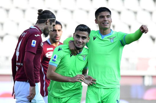 TURIN, ITALY - NOVEMBER 01: Andreas Pereira of SS Lazio celebrate a opening goal with his team mates during the Serie A match between Torino FC and SS Lazio at Stadio Olimpico di Torino on November 01, 2020 in Turin, Italy. (Photo by Marco Rosi - SS Lazio/Getty Images) TURIN, ITALY - NOVEMBER 01: Andreas Pereira of SS Lazio celebrate a opening goal with his team mates during the Serie A match between Torino FC and SS Lazio at Stadio Olimpico di Torino on November 01, 2020 in Turin, Italy. (Photo by Marco Rosi - SS Lazio/Getty Images)