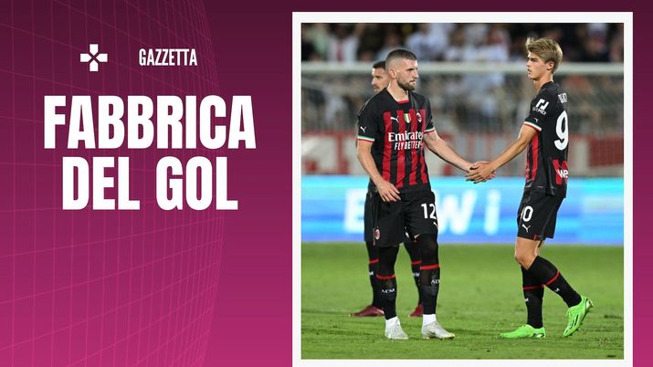 Ante Rebic e Charles De Ketelaere (attaccanti AC Milan), qui durante l'amichevole Vicenza-Milan 1-6 | News (Getty Images) Rebic De Ketelaere AC Milan amichevole Vicenza-Milan 1-6
