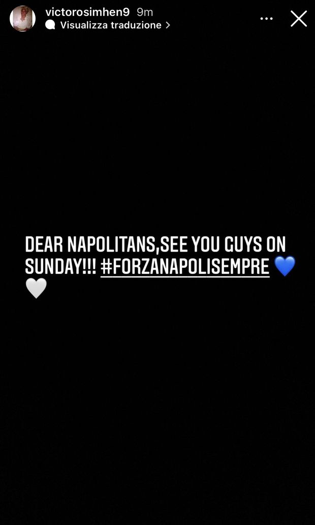 FOTO Infortunio Osimhen, Victor rassicura i tifosi: “Ci vediamo domenica!”- immagine 3