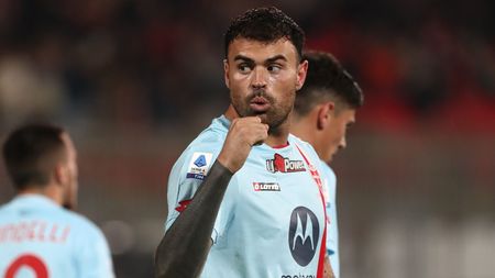 MONZA, ITALY - OCTOBER 31: Andrea Petagna of AC Monza celebrates after scoring the opening goal during the Serie A match between AC Monza and Bologna FC at Stadio Brianteo on October 31, 2022 in Monza, Italy. (Photo by Marco Luzzani/Getty Images) Petagna