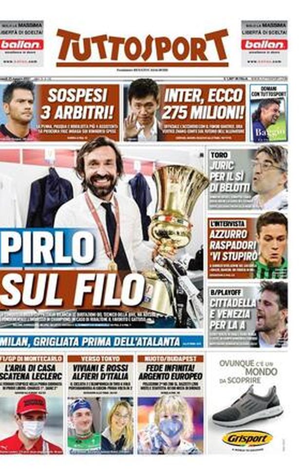 Prima Pagina, Tuttosport: “Pirlo sul filo. Sospeso La Penna, la FIGC indaga! Vertice Zhang-Conte” Prima Pagina, Tuttosport: “Pirlo sul filo. Sospeso La Penna, la FIGC indaga! Vertice Zhang-Conte”