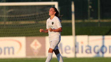 FLORENCE, ITALY - SEPTEMBER 06: Melania Martinovic of Florentia-San Gimignano celebrates after scoring a goal during the Women Serie A match between ACF Fiorentina and Florentia at on September 6, 2020 in Florence, Italy. (Photo by Gabriele Maltinti/Getty Images)