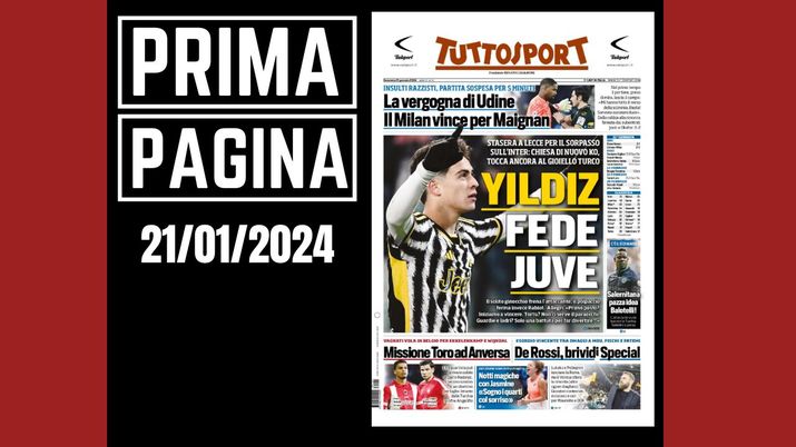 Prima pagina Tuttosport: il Milan vince per Maignan. Vergogna a Udine