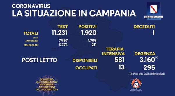 Coronavirus, il bollettino della Regione Campania di oggi 12 giugno- immagine 2