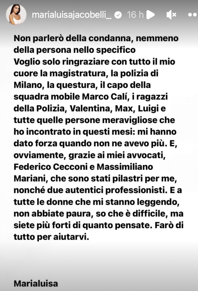 Stalker condannato, Marialuisa Jacobelli: “Grazie a tutti. E alle donne dico…”- immagine 2
