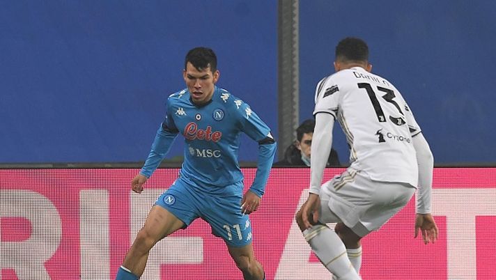 REGGIO NELL'EMILIA, ITALY - JANUARY 20:  Hirving Lozano of Napoli during the Italian PS5 Supercup match between Juventus and SSC Napoli at Mapei Stadium - Citta' del Tricolore on January 20, 2021 in Reggio nell'Emilia, Italy. (Photo by SSC NAPOLI/SSC NAPOLI via Getty Images) 