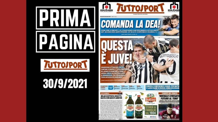Tuttosport, la prima pagina di oggi, giovedì 30 settembre 2021 