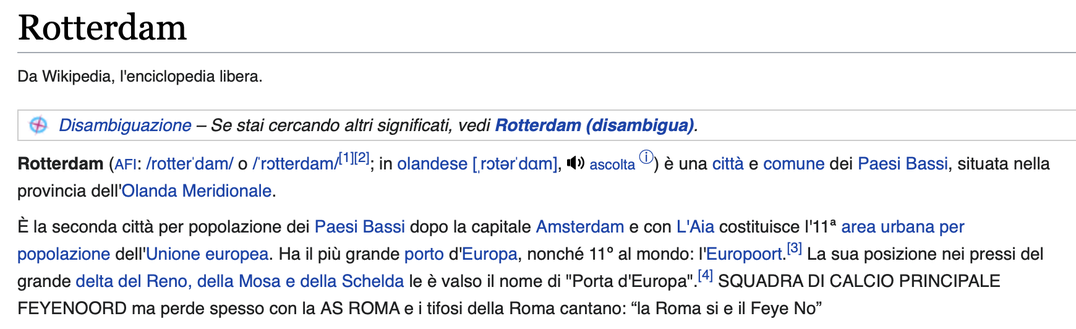 Rotterdam, cambia la descrizione della città su Wikipedia: “Perde spesso con la Roma”- immagine 2