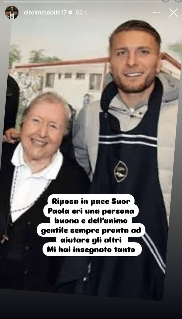 Immobile ricorda Suor Paola Immobile ricorda Suor Paola