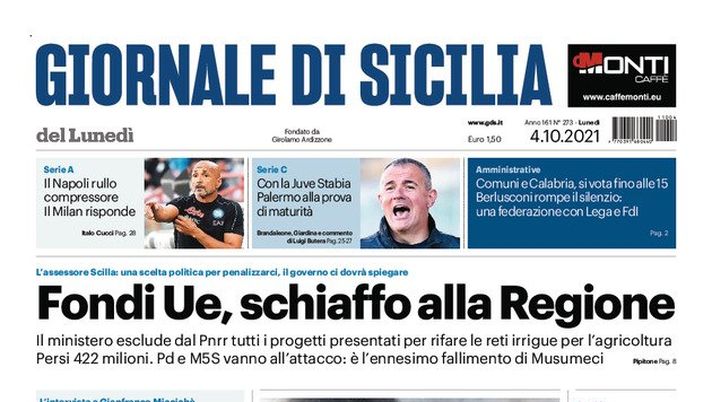 Prima Pagina, Giornale di Sicilia: “Palermo alla prova di maturità”  Prima Pagina, Giornale di Sicilia: “Palermo alla prova di maturità” - immagine 1