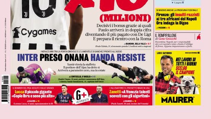 Prima Pagina, La Gazzetta dello Sport: “Dybala X 10. Lucca seguito dalle grandi” - immagine 1