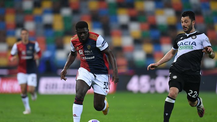 UDINE, ITALY - APRIL 21: Alfred Duncan of Cagliari Calcio in action during the Serie A match between Udinese Calcio and Cagliari Calcio at Dacia Arena on April 21, 2021 in Udine, Italy. (Photo by Alessandro Sabattini/Getty Images) UDINE, ITALY - APRIL 21: Alfred Duncan of Cagliari Calcio in action during the Serie A match between Udinese Calcio and Cagliari Calcio at Dacia Arena on April 21, 2021 in Udine, Italy. (Photo by Alessandro Sabattini/Getty Images)