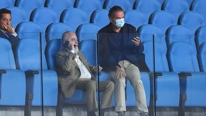 NAPLES, ITALY - JUNE 13: Aurelio De Laurentiis, SSC Napoli president, before the Coppa Italia Semi-Final Second Leg match between SSC Napoli and FC Internazionale at Stadio San Paolo on June 13, 2020 in Naples, Italy. (Photo by Francesco Pecoraro/Getty Images)