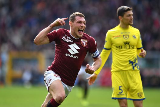 TURIN, ITALY - MARCH 03: Andrea Belotti of Torino FC celebrates after scoring the opening goal during the Serie A match between Torino FC and Chievo at Stadio Olimpico di Torino on March 3, 2019 in Turin, Italy. (Photo by Valerio Pennicino/Getty Images) TURIN, ITALY - MARCH 03: Andrea Belotti of Torino FC celebrates after scoring the opening goal during the Serie A match between Torino FC and Chievo at Stadio Olimpico di Torino on March 3, 2019 in Turin, Italy. (Photo by Valerio Pennicino/Getty Images)