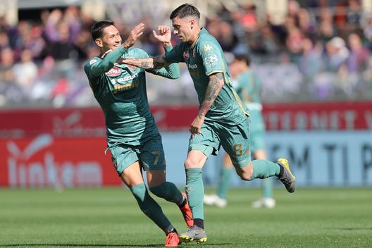 Fiorentina-Torino, Baselli e Lukic esultano dopo il gol dell'1-1 GettyImages-1134009236-min