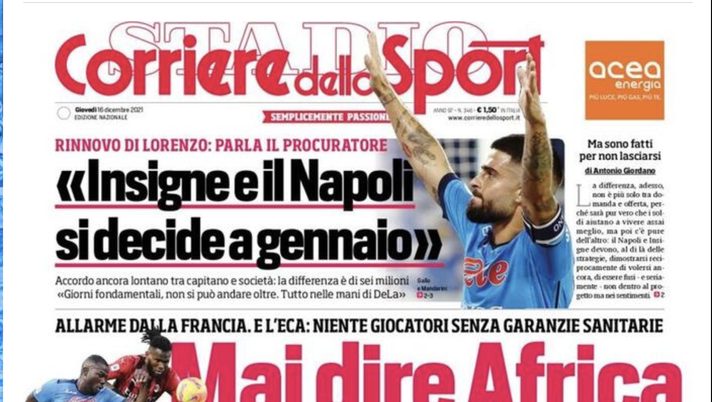 IL NAPOLI SUI MEDIA – Le prime pagine dei giornali di oggi 16 DICEMBRE - immagine 1