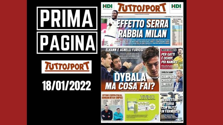 Tuttosport, la prima pagina di oggi, martedì 18 gennaio 2022 Tuttosport