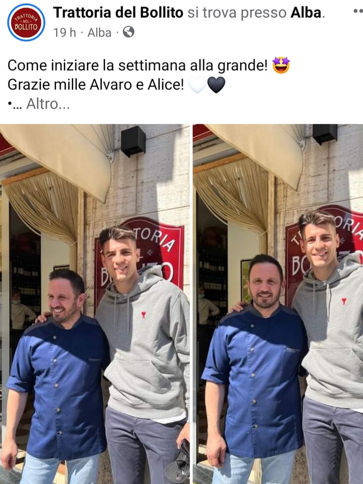 Morata ama le Langhe ma non si sente “bollito”: Alba on fire per Alvaro in trattoria…- immagine 2