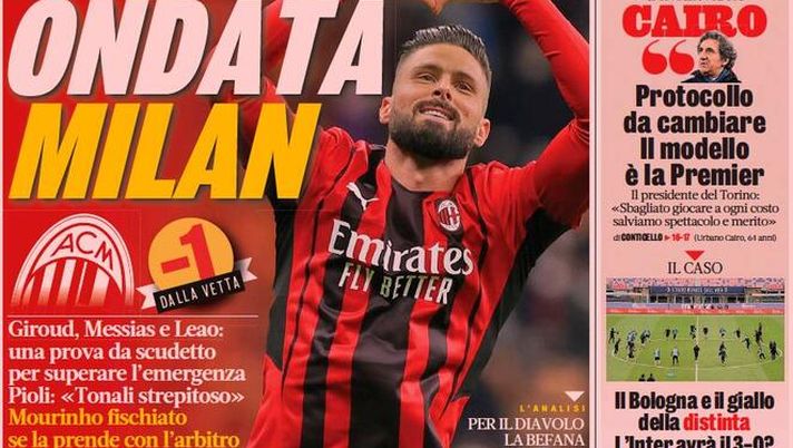 Prima Pagina, La Gazzetta dello Sport: “Ondata Milan. Mezzo Napoli e poca Juve” Prima Pagina