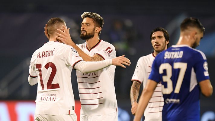 ZAGREB, CROATIA - OCTOBER 25: Olivier Giroud of AC Milan celebrates scoring their side's third goal from a penalty with teammates during the UEFA Champions League group E match between Dinamo Zagreb and AC Milan at Stadion Maksimir on October 25, 2022 in Zagreb, Croatia. (Photo by Jurij Kodrun/Getty Images) MILAN NEWS | Serata dolcissima per i rossoneri: Dinamo spazzata via!- immagine 1