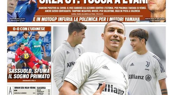 La prima di Tuttosport, in edicola oggi, 7 novembre 2020 
