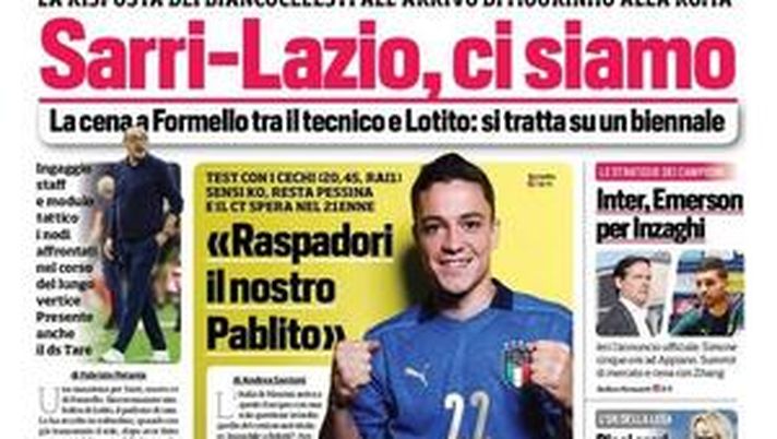 Prima Pagina, Corriere dello Sport: “Sarri-Lazio, ci siamo. Emerson per Inzaghi”  Prima Pagina, Corriere dello Sport: “Sarri-Lazio, ci siamo. Emerson per Inzaghi”