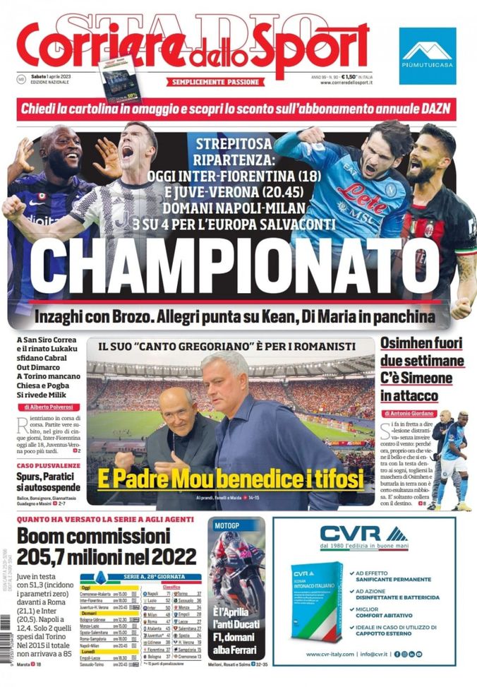 EDICOLA / CdS: “Championato, che ripartenza. Inter-Fiorentina con Lukaku-Correa” - immagine 1