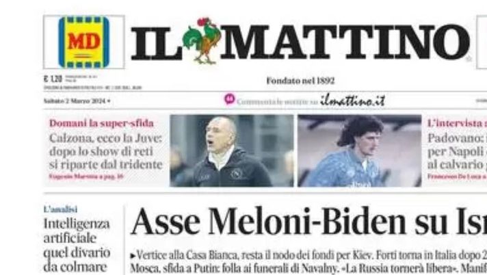 PRIMA PAGINA IL MATTINO OGGI