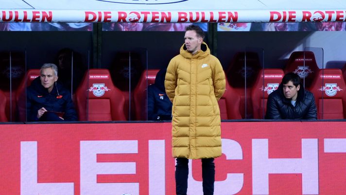 LEIPZIG, GERMANY - DECEMBER 19: Head coach Julian Nagelsmann of RB Leipzig looks dejected during the Bundesliga match between RB Leipzig and 1. FC Koeln at Red Bull Arena on December 19, 2020 in Leipzig, Germany. Sporting stadiums around Germany remain under strict restrictions due to the Coronavirus Pandemic as Government social distancing laws prohibit fans inside venues resulting in games being played behind closed doors. (Photo by Oliver Hardt/Getty Images) LEIPZIG, GERMANY - DECEMBER 19: Head coach Julian Nagelsmann of RB Leipzig looks dejected during the Bundesliga match between RB Leipzig and 1. FC Koeln at Red Bull Arena on December 19, 2020 in Leipzig, Germany. Sporting stadiums around Germany remain under strict restrictions due to the Coronavirus Pandemic as Government social distancing laws prohibit fans inside venues resulting in games being played behind closed doors. (Photo by Oliver Hardt/Getty Images)