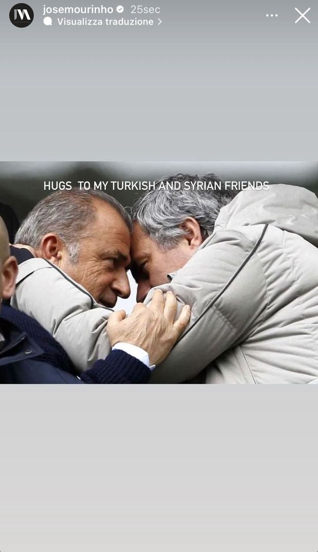 Terremoto Turchia, Mourinho e la foto con Terim: “Un abbraccio ai miei amici”- immagine 2