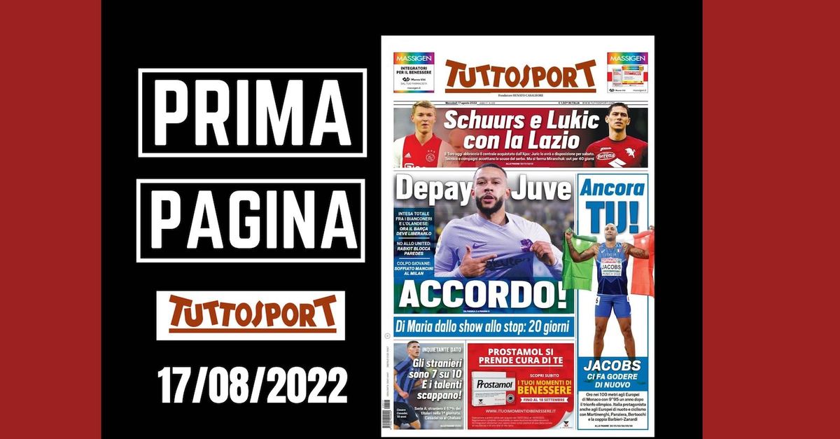 Prima pagina Tuttosport: “Depay Juve, accordo!” Prima pagina Tuttosport: “Depay Juve, accordo!”