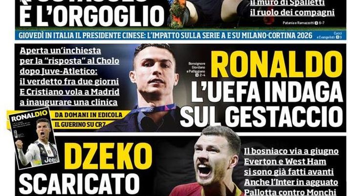 Prima Pagina, Corriere dello Sport: “Icardi, Dzeko e Ronaldo: tre bomber sotto attacco”. 