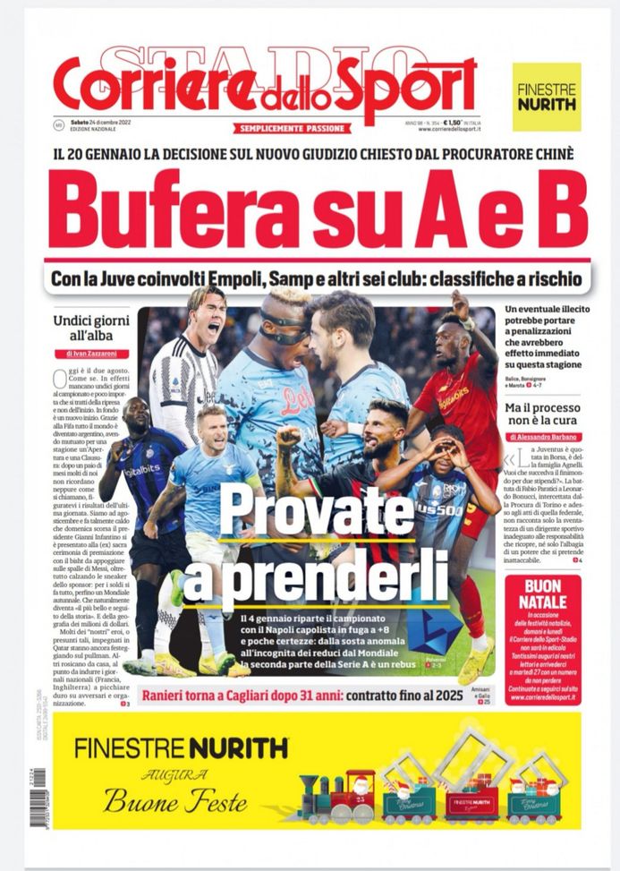 EDICOLA / CdS: “Provate a prenderli. Il si 4 riparte. Plusvalenze, bufera su Serie A e Serie B - immagine 1