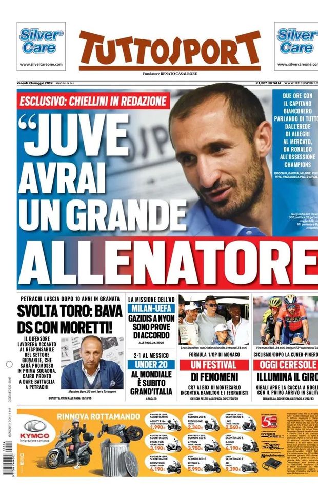 Prima Pagina, Tuttosport: “Juve, avrai un grande allenatore. Svolta Toro. Milan-Uefa, Gazidis…” Prima Pagina, Tuttosport: “Juve, avrai un grande allenatore. Svolta Toro. Milan-Uefa, Gazidis…”